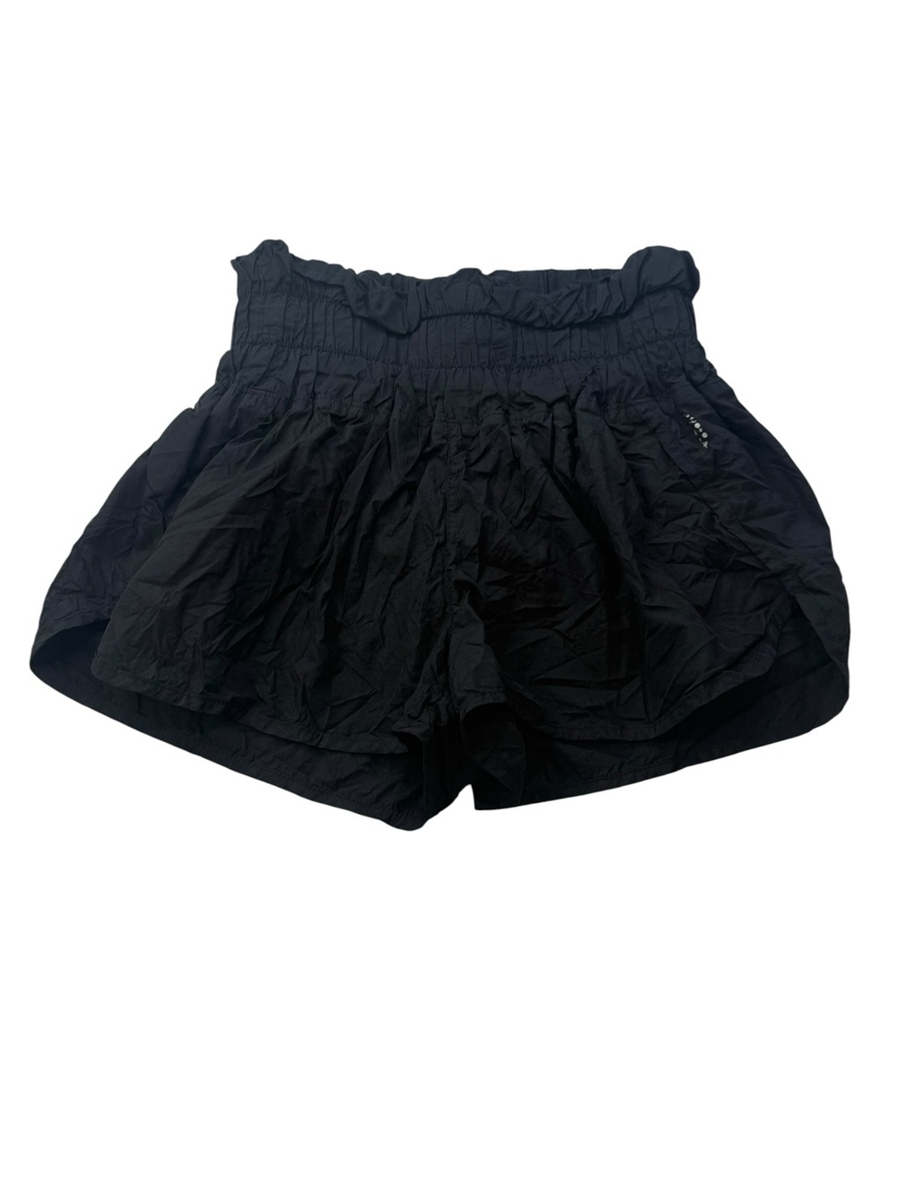 FP Movement by Free People Black Smocked High-Waist Athletic Shorts Size Small
